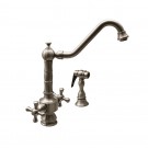 WHI-WHKSDTCR3-8201-BN Vintage III dual handle faucet with long traditional swivel spout, cross handles and solid brass side spray