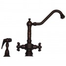 WHI-WHKSDTCR3-8201-MB Vintage III dual handle faucet with long traditional swivel spout, cross handles and solid brass side spray