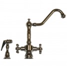 WHI-WHKSDTCR3-8201-C Vintage III dual handle faucet with long traditional swivel spout, cross handles and solid brass side spray