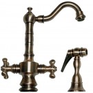 WHI-WHKSDTCR3-8204-BN Vintage III dual handle entertainment/prep faucet with short traditional swivel spout, cross handles and solid brass side spray