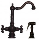 WHI-WHKSDTCR3-8204-MB Vintage III dual handle entertainment/prep faucet with short traditional swivel spout, cross handles and solid brass side spray