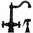 WHI-WHKSDTCR3-8204-ORB Vintage III dual handle entertainment/prep faucet with short traditional swivel spout, cross handles and solid brass side spray