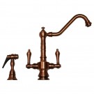 WHI-WHKSDTLV3-8201-ACO Vintage III dual handle faucet with long traditional swivel spout, lever handles and solid brass side spray