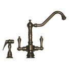 WHI-WHKSDTLV3-8201-P Vintage III dual handle faucet with long traditional swivel spout, lever handles and solid brass side spray