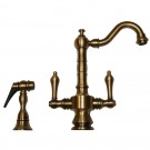 WHI-WHKSDTLV3-8204-AB Vintage III dual handle entertainment/prep faucet with short traditional swivel spout, lever handles and solid brass side spray