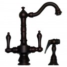 WHI-WHKSDTLV3-8204-MB Vintage III dual handle entertainment/prep faucet with short traditional swivel spout, lever handles and solid brass side spray