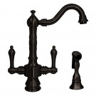 WHI-WHKSDTLV3-8204-ORB Vintage III dual handle entertainment/prep faucet with short traditional swivel spout, lever handles and solid brass side spray