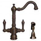 WHI-WHKSDTLV3-8204-P Vintage III dual handle entertainment/prep faucet with short traditional swivel spout, lever handles and solid brass side spray