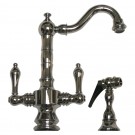 WHI-WHKSDTLV3-8204-C Vintage III dual handle entertainment/prep faucet with short traditional swivel spout, lever handles and solid brass side spray