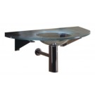 WHI-WHLOOM-A New Generation large arched 1/2" matte glass counter top with integrated round basin
