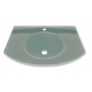 WHI-WHLOOM-C New Generation arched 1/2" matte glass counter top with integrated round basin - polished stainless steel angular wall mount