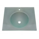 WHI-WHLOOM-F New Generation square 1/2" matte glass counter top with integrated round basin - polished stainless steel angular wall mount