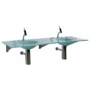 WHI-WHLOOM-G New Generation rectangular 1/2" matte glass counter top with double integrated round basins