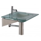 WHI-WHLOOM-I New Generation square 1/2" matte glass counter top with integrated square basin - polished stainless steel angular