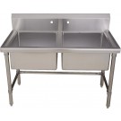 WHI-WHLSDB4020 Noah's Collection Brushed Stainless Steel double bowl commercial freestanding laundry/utility sink
