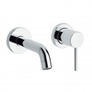 514.141WS-AB Blairhaus Truman widespread lavatory faucet with smooth lined arcing spout, hexagon-shaped cross handles, beveled escutcheons and pop-up waste
