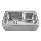 WHI-WHNAPB3016 Noah's Collection Brushed Stainless Steel single bowl drop-in sink with a seamless customized front apron
