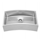 WHI-WHNAPCV3218 Noah's Collection Brushed Stainless Steel Chefhaus Series single bowl front apron/undermount sink with a curved design
