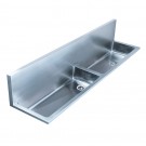 WHI-WHNCD72 Double bowl wall mount utility sink with left bowl 2 1/2 far right center drain  and right bowl 2 inch offset drain