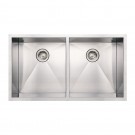 WHI-WHNCM3720EQ Noah's Collection Brushed Stainless Steel commercial double bowl undermount sink