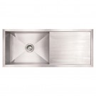 WHI-WHNCM4019 Noah's Collection Brushed Stainless Steel commercial single bowl reversible under mount sink with an integral drain board