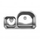 WHI-WHNDBU3721 Noah's Collection Brushed Stainless Steel double bowl undermount sink