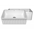 WHI-WHFLQ3018-WHITE Quatro Alcove reversible fireclay sink with a fluted front apron and a decorative 2 1/2" lip on one side and a fluted front apron on the opposite side