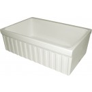 WHI-WHQ330-BISCUIT Quatro Alcove reversible fireclay sink with fluted front apron and decorative 2 1/2" lip one side and  2" lip on other