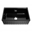 WHI-WHQ330-BLACK Quatro Alcove reversible fireclay sink with fluted front apron and decorative 2 1/2" lip one side and  2" lip on other