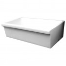 WHI-WHQ536-WHITE Large Quatro Alcove reversible fireclay sink decorative 2 1/2" lip on one side and 2" lip on other