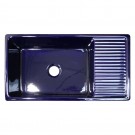 WHI-WHQD540-BLUE Large Quatro Alcove reversible fireclay sink with integral drain board and decorative 2 1/2" lip on both sides