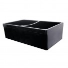 WHI-WHQDB532-BLACK Quatro Alcove reversible double bowl fireclay sink with 2" lip on one side and 2 1/2" lip on other