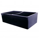 WHI-WHQDB532-BLUE Quatro Alcove reversible double bowl fireclay sink with 2" lip on one side and 2 1/2" lip on other
