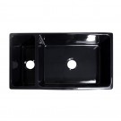 WHI-WHQDB542-BLACK Large Quatro Alcove reversible bowl and half fireclay sink with decorative 2 1/2" lip on both sides