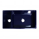 WHI-WHQDB542-BLUE Large Quatro Alcove reversible bowl and half fireclay sink with decorative 2 1/2" lip on both sides