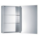WHI-WHSKA-68 Single two sided mirrored door medicine cabinet with two adjustable glass shelves and mirror faced back wall.
