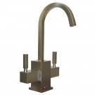 WHI-WHSQ-HC003-BN Q-Haus contemporary square design instant hot/cold water dispenser with gooseneck spout and self closing hot water handle