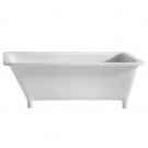 WHI-WHSQ170BATH Rectangular angled back freestanding footed bathtub made of lucite acrylic with a chrome mechanical pop-up wate