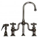 WHI-WHTTSCR3-9774SPR-C Twisthaus entertainment/prep bridge faucet with short gooseneck swivel spout, cross handles and solid brass side spray
