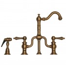 WHI-WHTTSLV3-9772SPR-AB Twisthaus entertainment/prep bridge faucet with short traditional swivel spout, lever handles and solid brass side spray