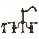 WHI-WHTTSLV3-9772SPR-P Twisthaus entertainment/prep bridge faucet with short traditional swivel spout, lever handles and solid brass side spray