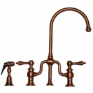 WHI-WHTTSLV3-9773SPR-ACO Twisthaus bridge faucet with long gooseneck swivel spout, lever handles and solid brass side spray