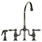 WHI-WHTTSLV3-9773SPR-C Twisthaus bridge faucet with long gooseneck swivel spout, lever handles and solid brass side spray