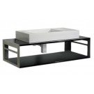 WHI-WHTWINNG Aeri counter top and shelf unit in laminated black glass, polished stainless steel, supports with integral towel rails