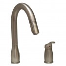 WHI-WHUS492-BN Metrohaus two hole faucet with independent single lever mixer, gooseneck swivel spout and pull-down spray head