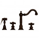 WHI-WHVEGCR3-886-MB Vintage III entertainment/prep widespread faucet with short traditional swivel spout, cross handles and solid brass side spray