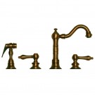 WHI-WHVEGLV3-886-AB Vintage III entertainment/prep widespread faucet with short traditional swivel spout, lever handles and solid brass side spray