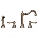 WHI-WHVEGLV3-886-BN Vintage III entertainment/prep widespread faucet with short traditional swivel spout, lever handles and solid brass side spray