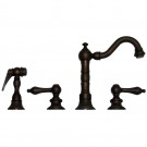 WHI-WHVEGLV3-886-MB Vintage III entertainment/prep widespread faucet with short traditional swivel spout, lever handles and solid brass side spray