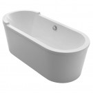 WHI-WHVT180BATH Oval double ended single sided armrest freestanding bathtub made of lucite acrylic with a chrome mechanical pop-up waste and a chrome center drain with internal overflow